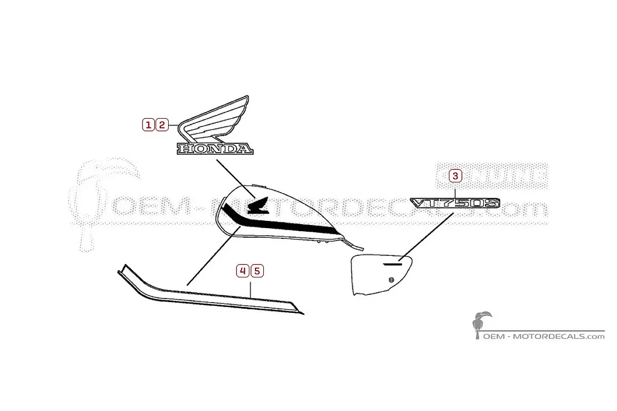 Decals for Honda VT750C SHADOW RS 2010 • Honda OEM Decals