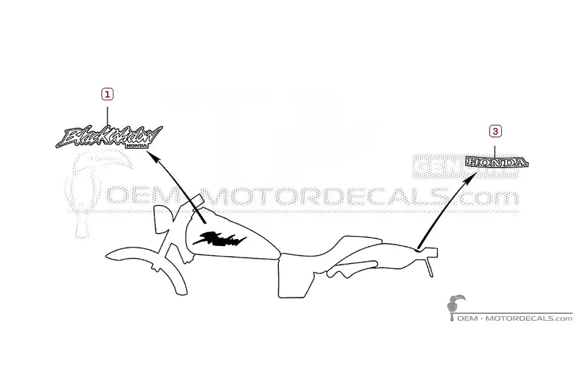 Pegatinas para Honda VT750DC Black Widow 2002 • Honda Pegatinas OEM