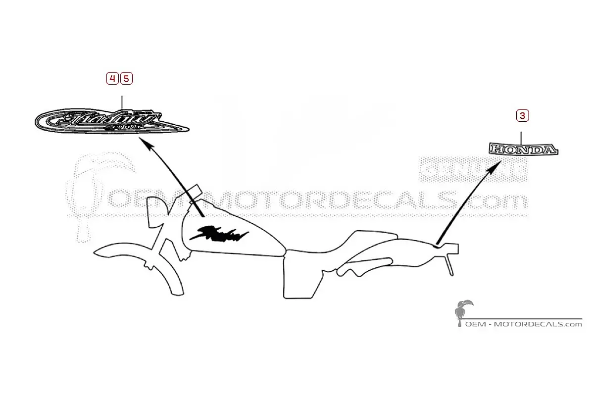 Autocollants pour Honda VT750DC Shadow Spirit 2002 • Honda Autocollants OEM
