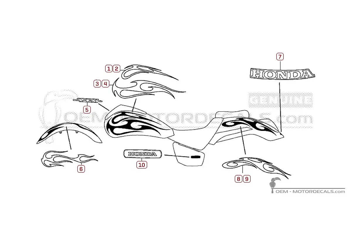 Adesivi per Honda VTX1800 C  2006 • Honda Adesivi OEM