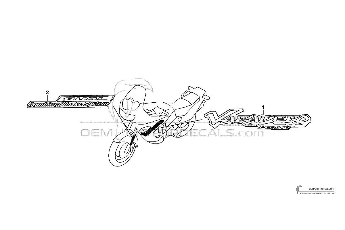 Autocollants pour HONDA XL1000V VARADERO 2004 - Bleu • Honda Autocollants OEM