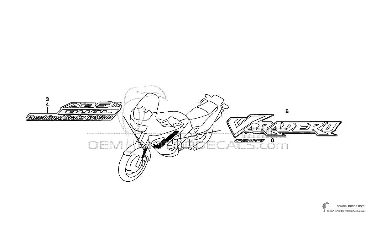 Decals for Honda XL1000V VARADERO 2005 - Blue • Honda OEM Decals