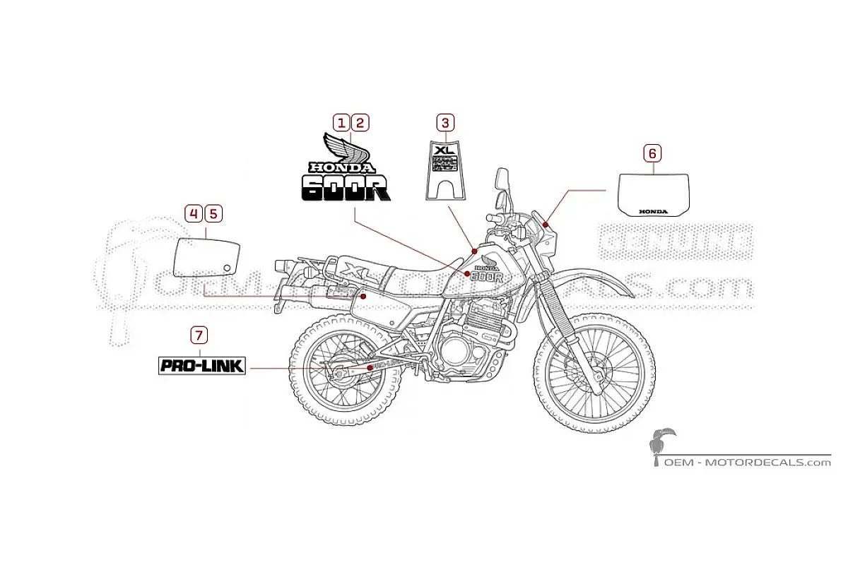Autocollants pour Honda XL600R 1985 • Honda Autocollants OEM