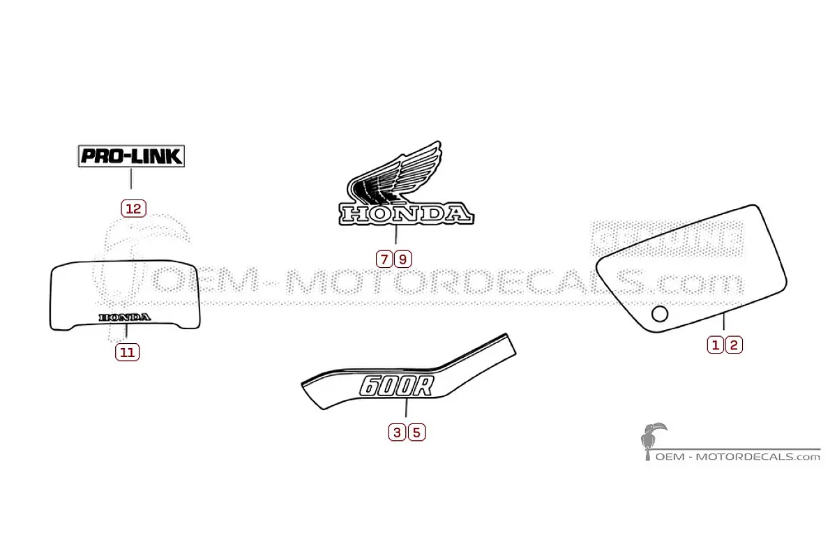 Autocollants pour Honda XL600R RG 1986 • Honda Autocollants OEM