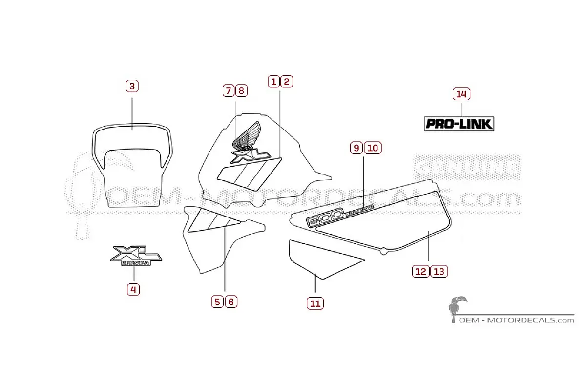 Autocollants pour Honda XL600R 1986 • Honda Autocollants OEM