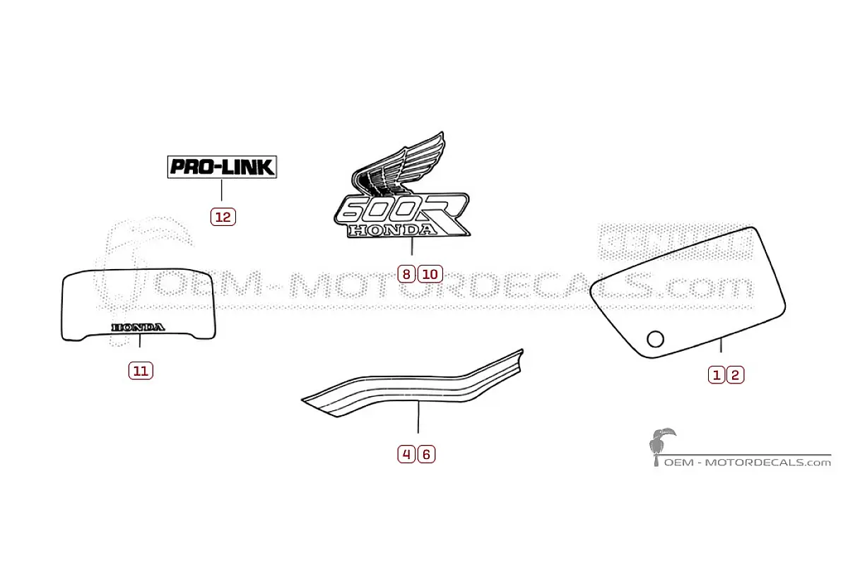 Stickers voor Honda XL600R RG 1987 • Honda OEM Stickers