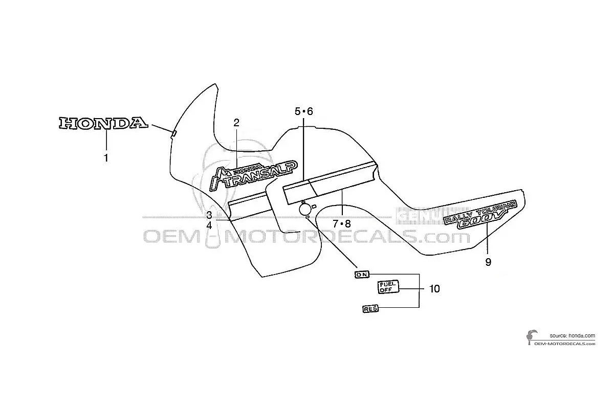 Autocollants pour Honda XL600V TRANSALP 1989 - Bleu • Honda Autocollants OEM