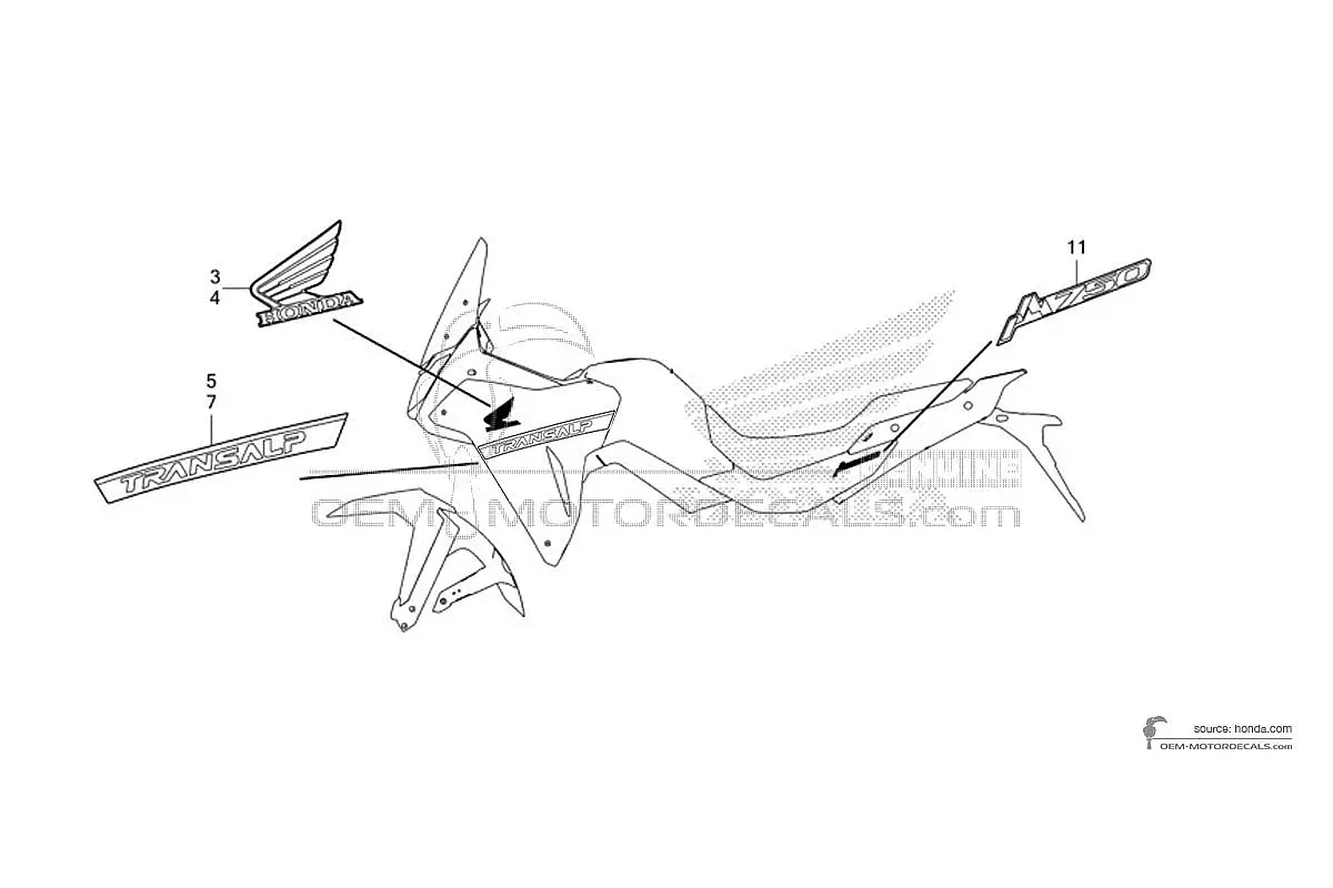Pegatinas para Honda XL750 TRANSALP 2023 - Gris • Honda Pegatinas OEM