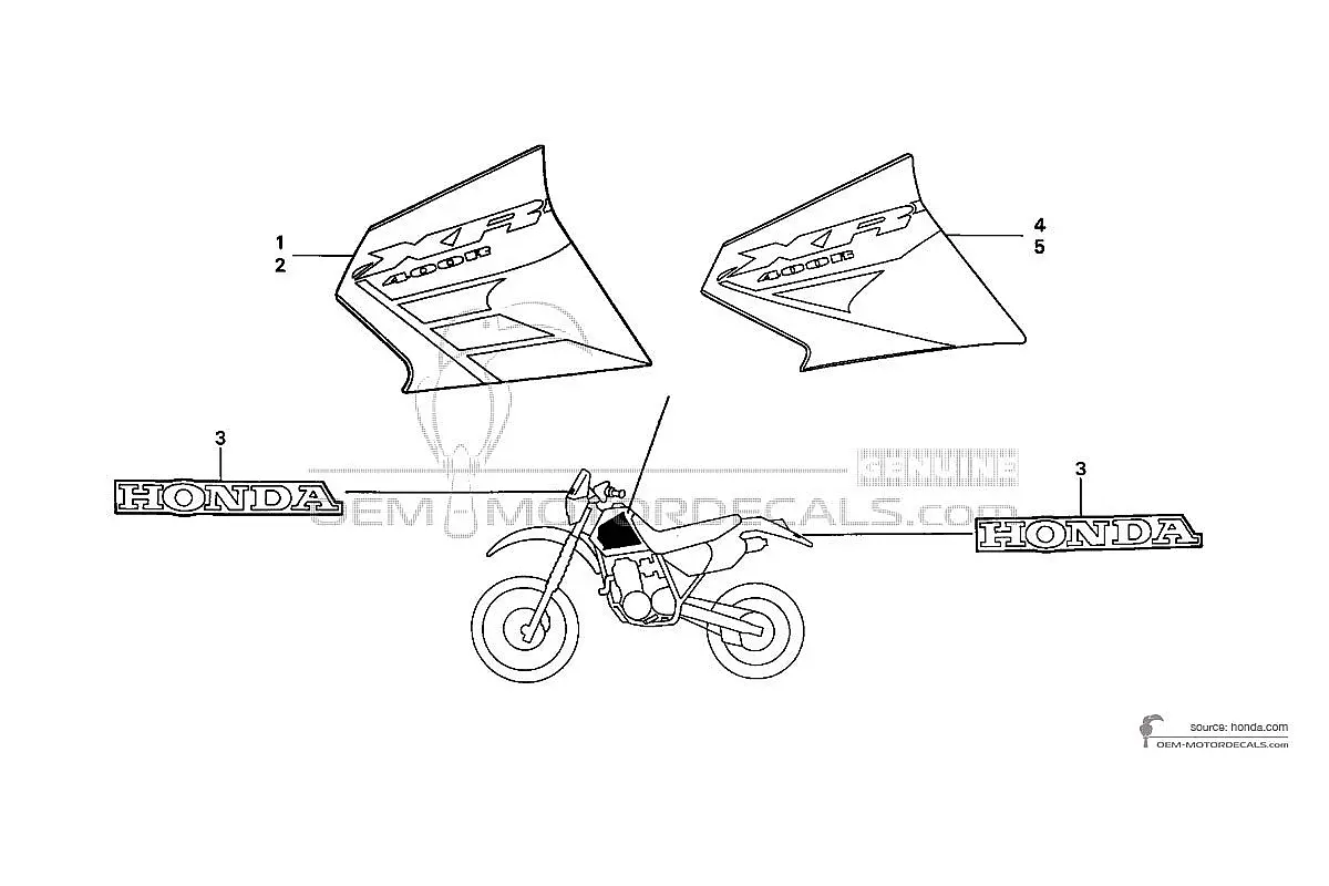 Pegatinas para Honda XR400R 2003 - Rojo • Honda Pegatinas OEM