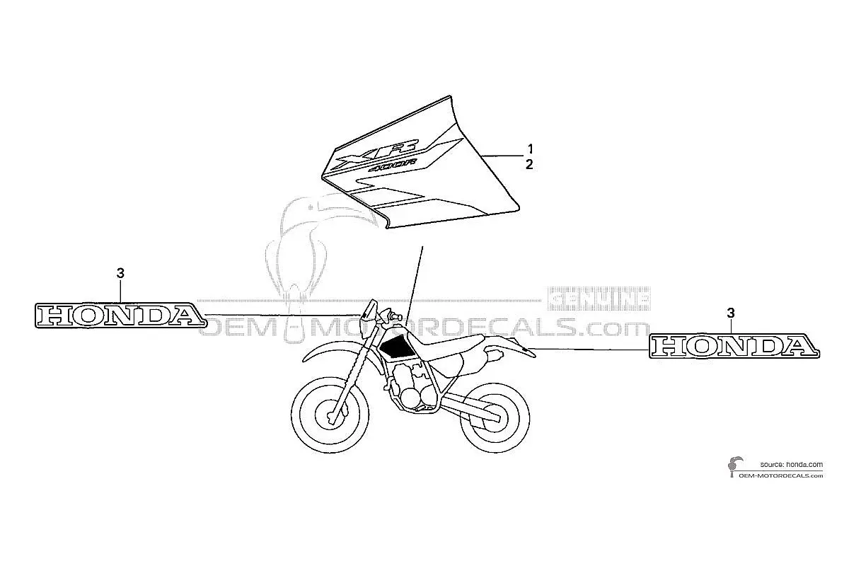 Aufkleber für Honda XR400R 2004 - Rot • Honda OEM-Aufkleber
