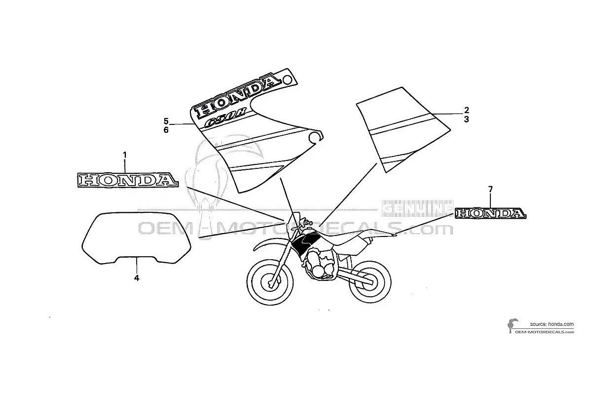 Decals for Honda XR650R 2001 - Red • Honda OEM Decals