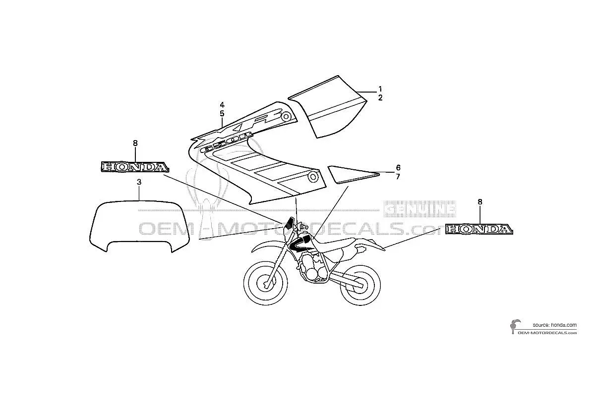 Adesivi per Honda XR650R  2002 - Rosso • Honda Adesivi OEM