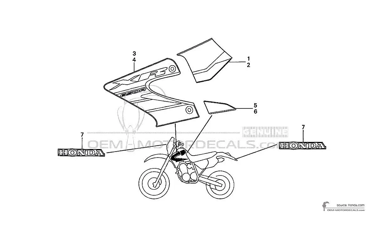 Decals for Honda XR650R  2004 - Red • Honda OEM Decals