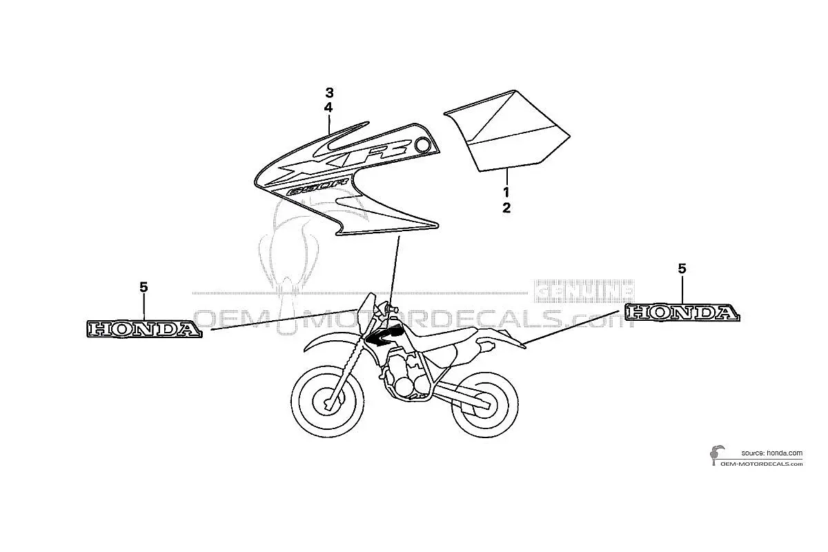 Autocollants pour Honda XR650R 2006 - Rouge • Honda Autocollants OEM