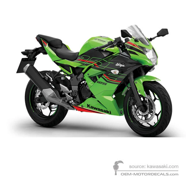 Decals for Kawasaki NINJA 125 2023 - Green Black • Kawasaki OEM Decals