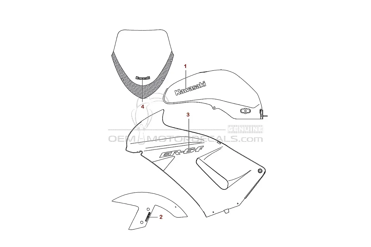 Stickers voor Kawasaki EX650 ER6F 2006 - Zwart • Kawasaki OEM Stickers