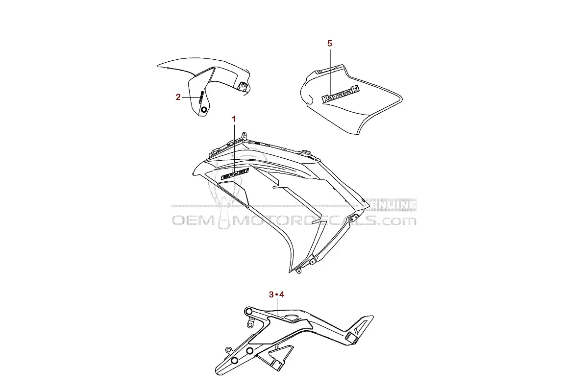 Decals for Kawasaki EX650 ER6F 2013 - Green • Kawasaki OEM Decals