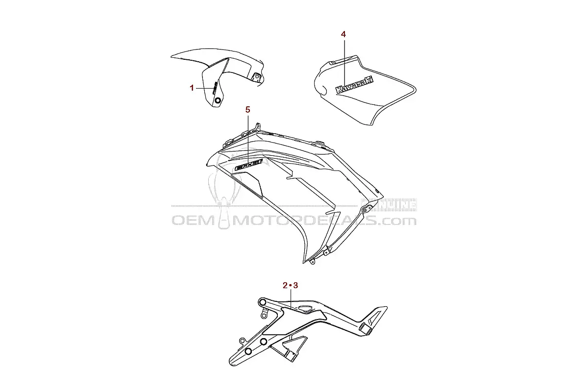 Stickers voor Kawasaki EX650 ER6F 2013 - Wit • Kawasaki OEM Stickers