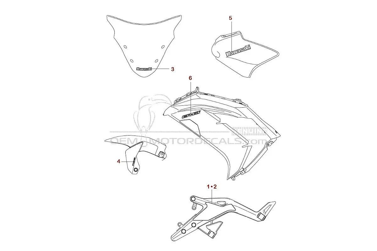 Aufkleber für Kawasaki EX650 ER6F 2015 - Grün • Kawasaki OEM-Aufkleber