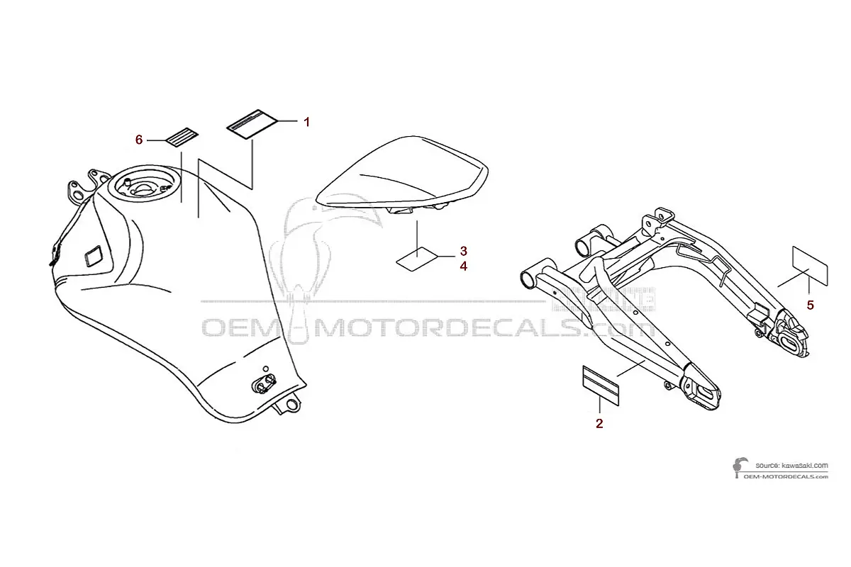 Decals for Kawasaki ER650 ER6N - Caution labels • Kawasaki OEM Decals