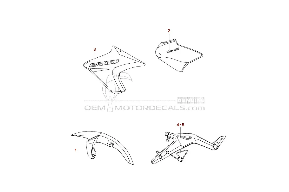 Decals for Kawasaki ER650 ER6N 2012 - Yellow • Kawasaki OEM Decals