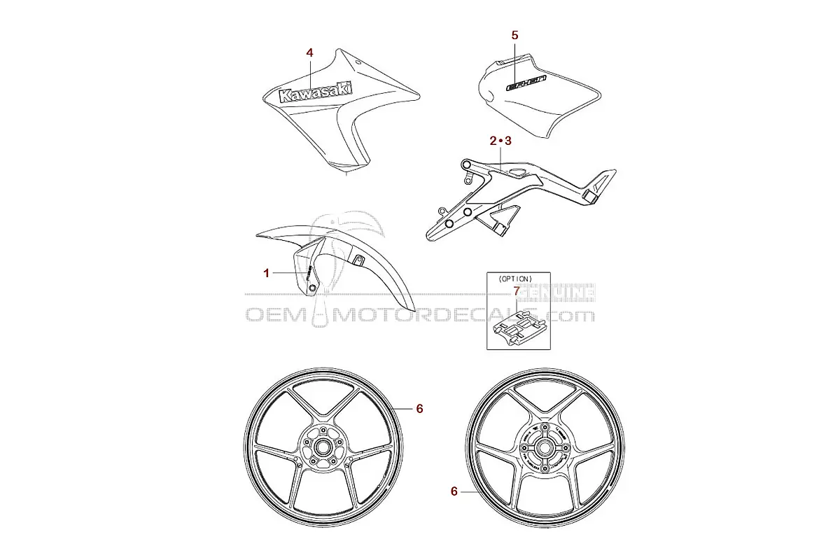 Naklejki do Kawasaki ER650 ER6N 2015 - Zielony • Kawasaki Naklejki OEM