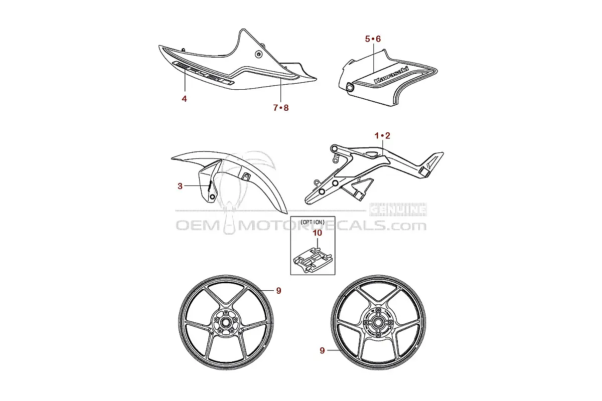 Decals for Kawasaki ER650 ER6N 2016 - Green • Kawasaki OEM Decals