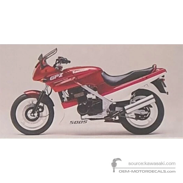 Autocollants pour Kawasaki GPZ500S 1991 - Rouge • Kawasaki Autocollants OEM