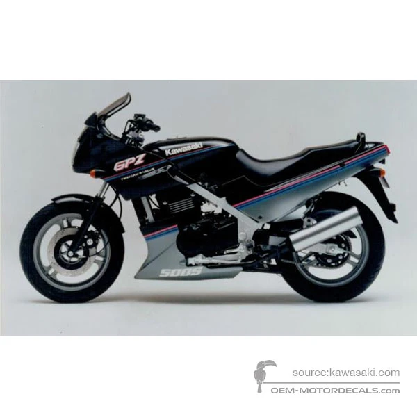 Stickers voor Kawasaki GPZ500S 1991 - Zwart • Kawasaki OEM Stickers