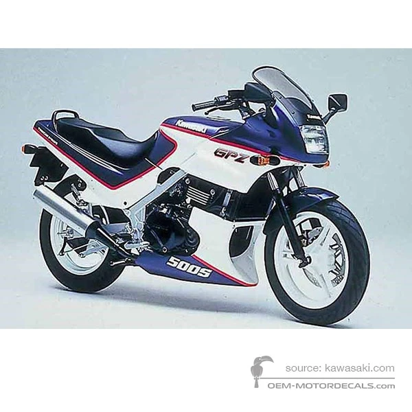 Decals for Kawasaki GPZ500S 1993 - Blue White • Kawasaki OEM Decals