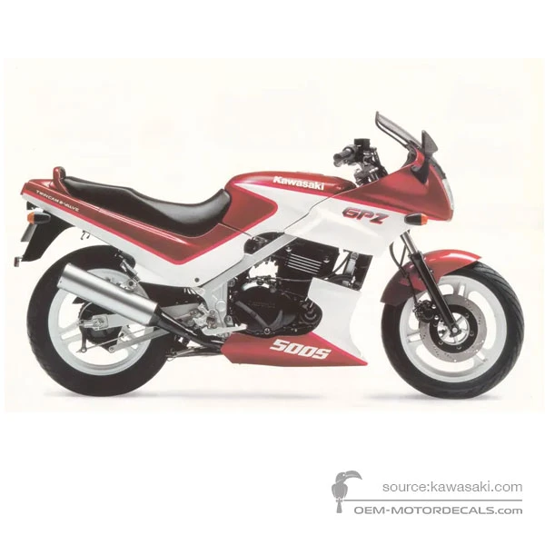 Decals for Kawasaki GPZ500S 1993 - Red • Kawasaki OEM Decals
