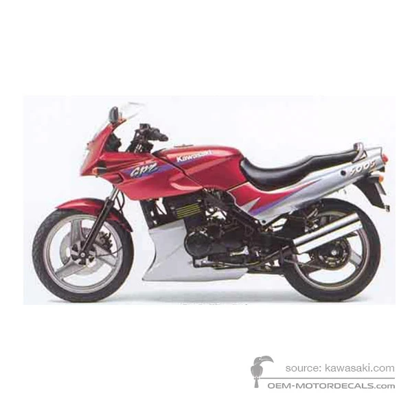 Stickers voor Kawasaki GPZ500S 1997 - Rood • Kawasaki OEM Stickers