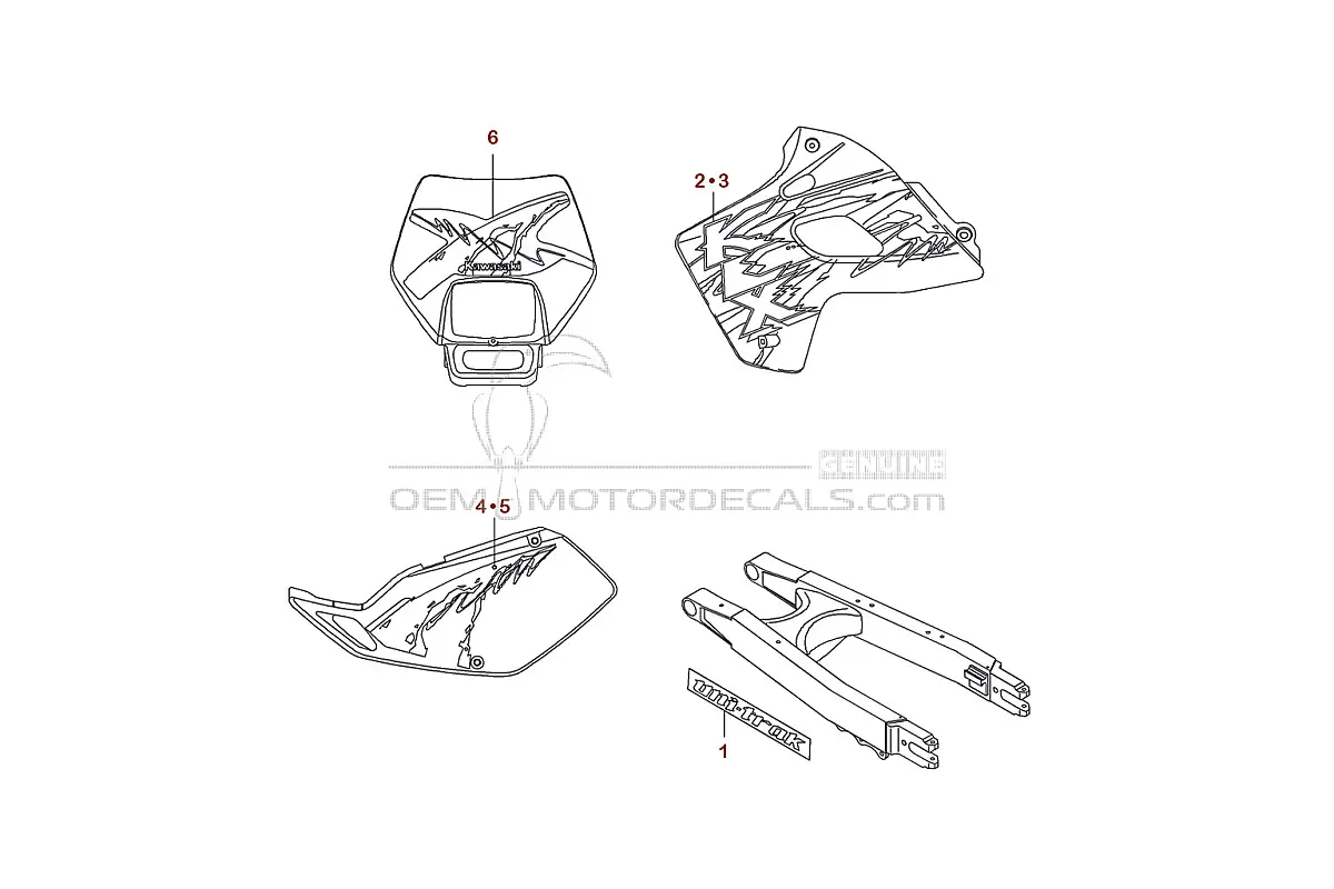 Adesivi per Kawasaki KLX250 1993 - Rosso • Kawasaki Adesivi OEM