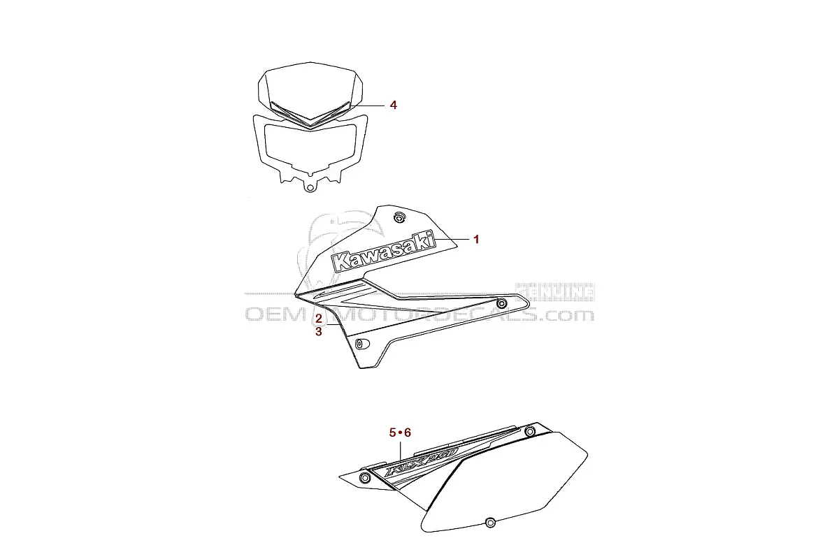 Stickers voor Kawasaki KLX250 2010 - Ebony • Kawasaki OEM Stickers