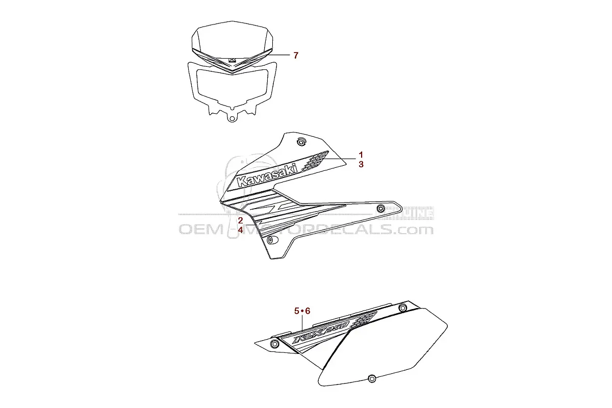 Decals for Kawasaki KLX250 2012 - Green • Kawasaki OEM Decals