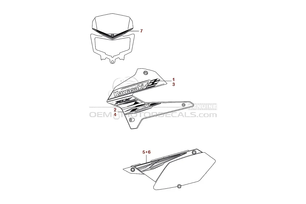 Stickers voor Kawasaki KLX250 2013 - Groen • Kawasaki OEM Stickers