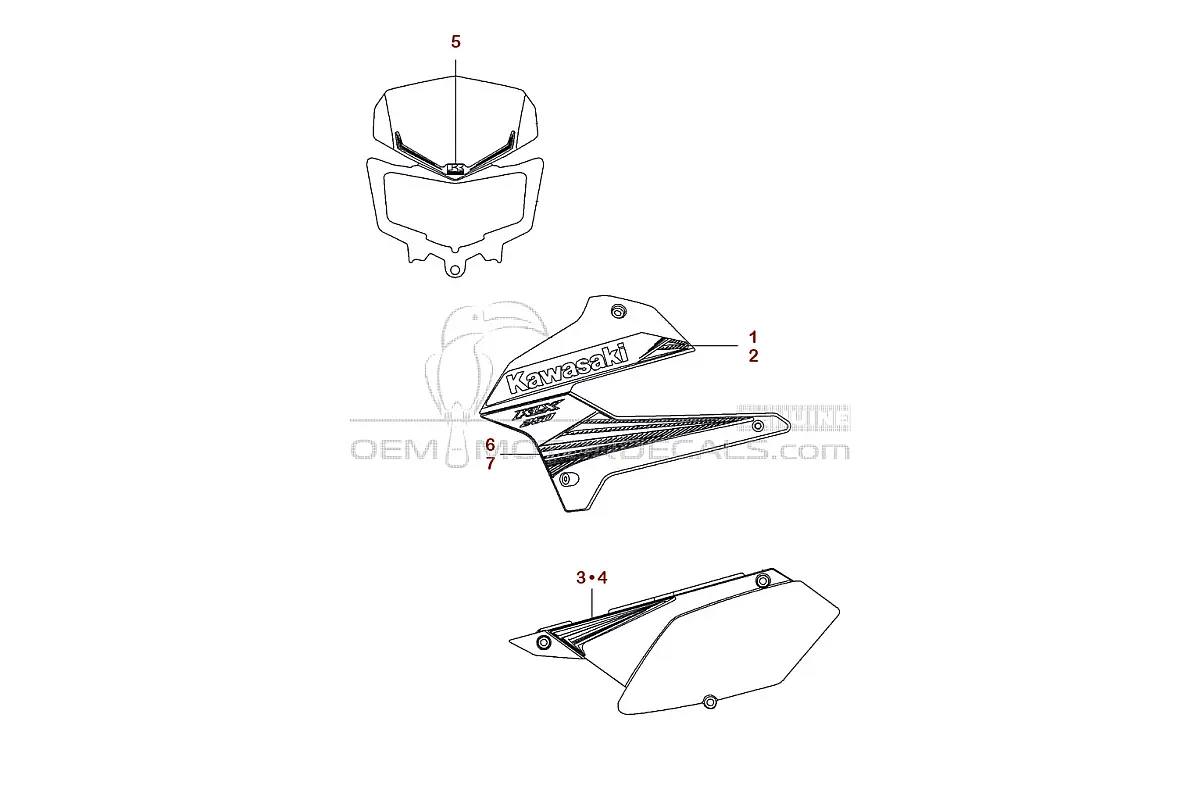 Stickers voor Kawasaki KLX250 2014 - Groen • Kawasaki OEM Stickers