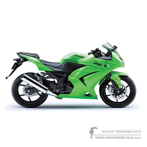 Autocollants pour Kawasaki NINJA 250R 2008 - Vert • Kawasaki Autocollants OEM