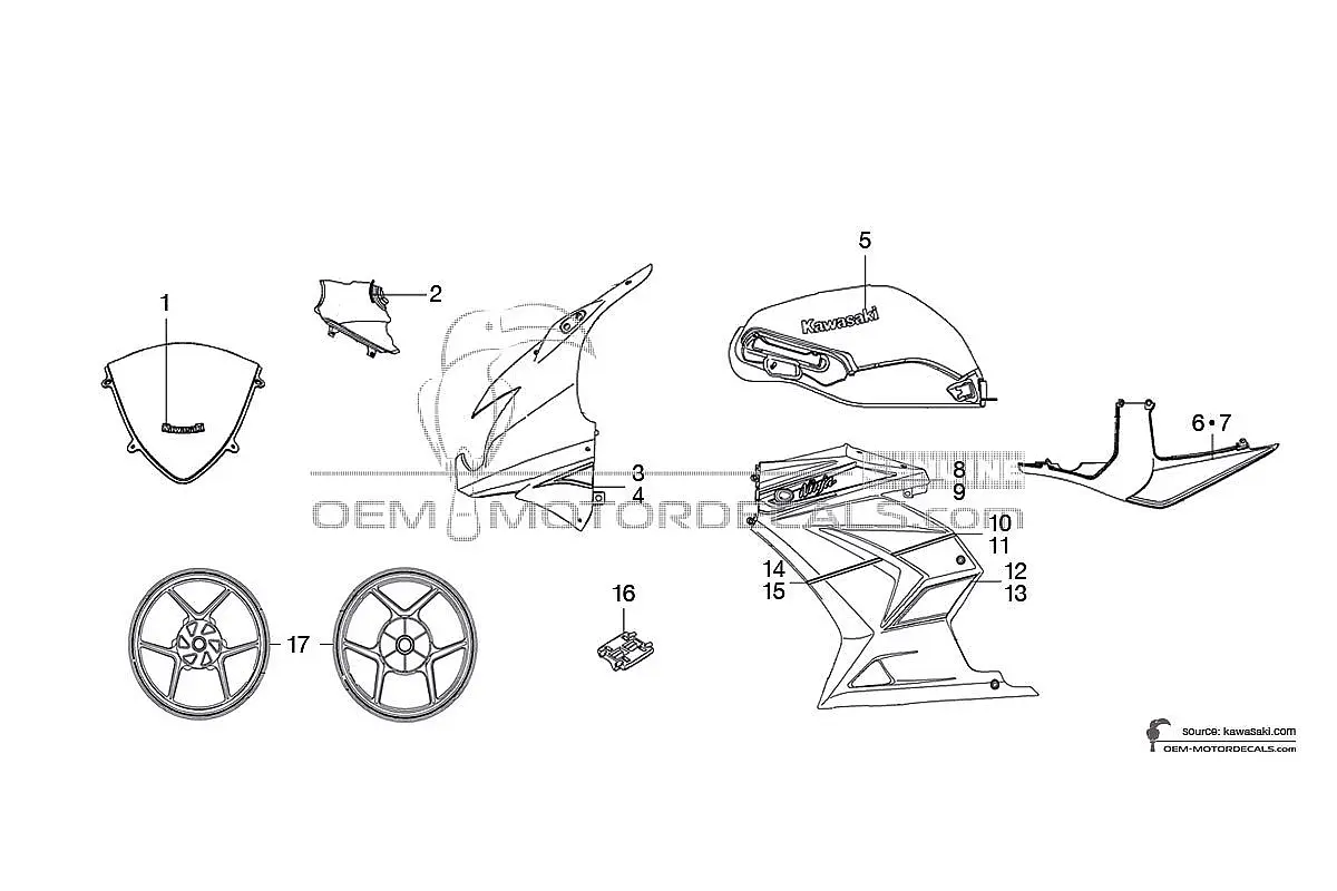 Naklejki do Kawasaki NINJA 250R 2011 - Zielono Czarny • Kawasaki Naklejki OEM