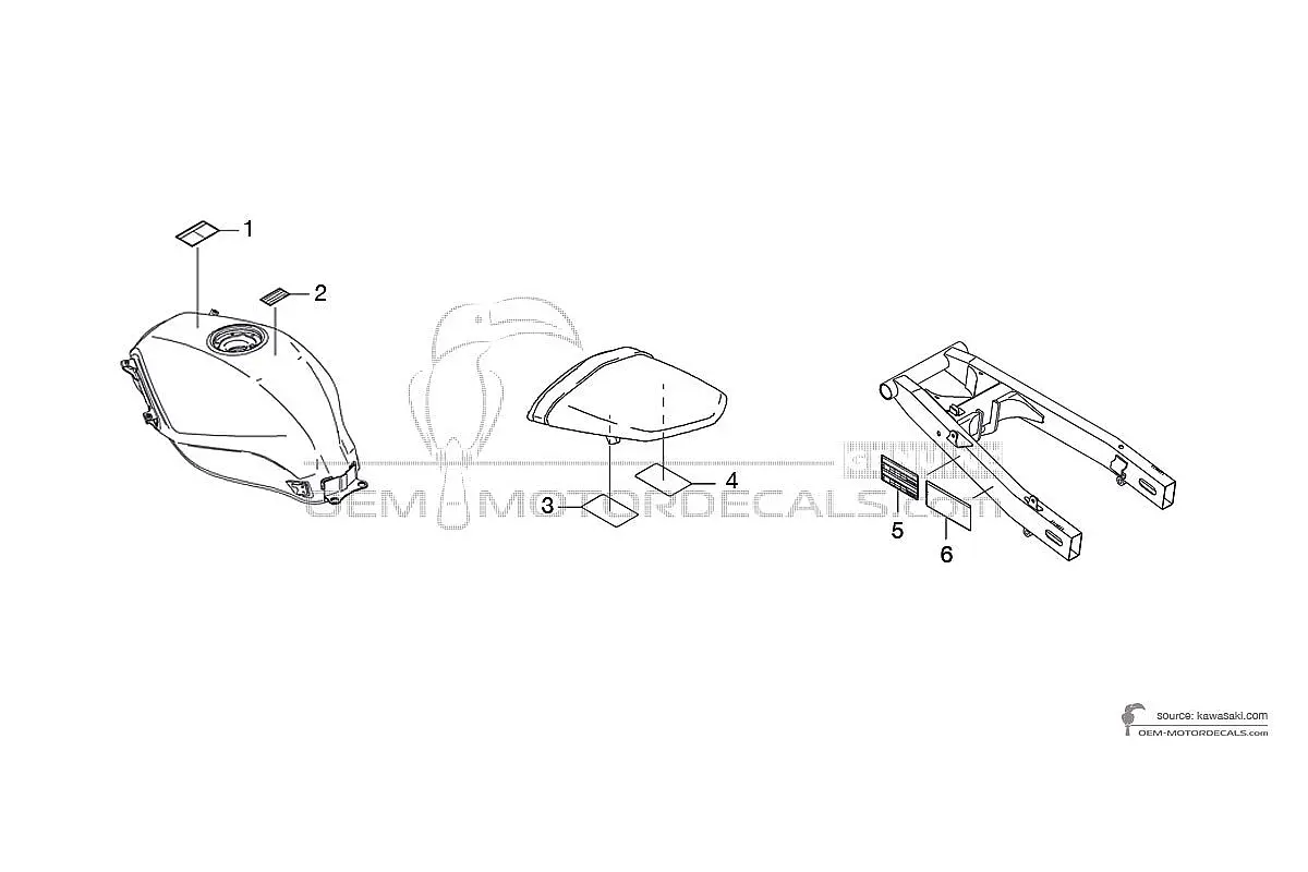 Aufkleber für Kawasaki NINJA 250R - Vorsichtsetiketten • Kawasaki OEM-Aufkleber