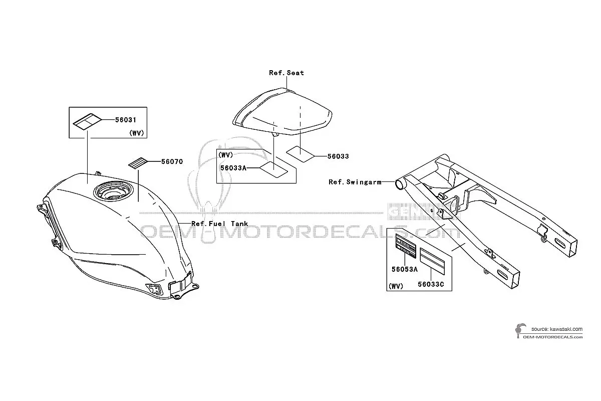 Pegatinas para Kawasaki NINJA 250R - Etiquetas de precaución • Kawasaki Pegatinas OEM