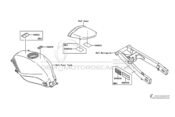 Kawasaki NINJA 250R - Etiquetas de precaución
