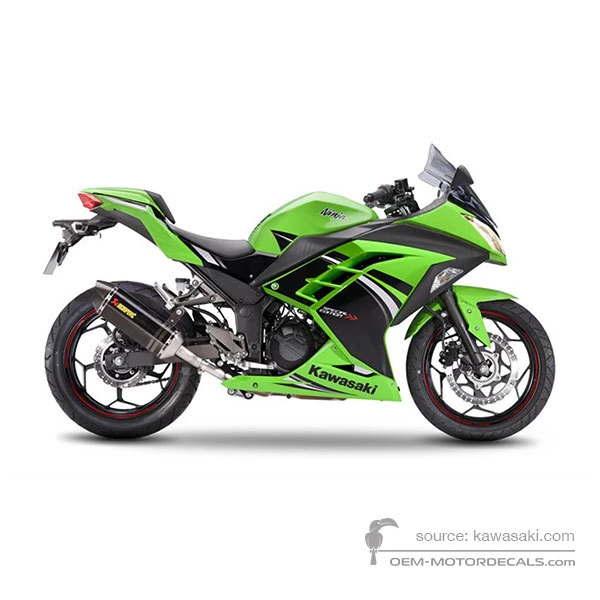 Stickers voor Kawasaki NINJA 300 2014 - Groen Zwart • Kawasaki OEM Stickers
