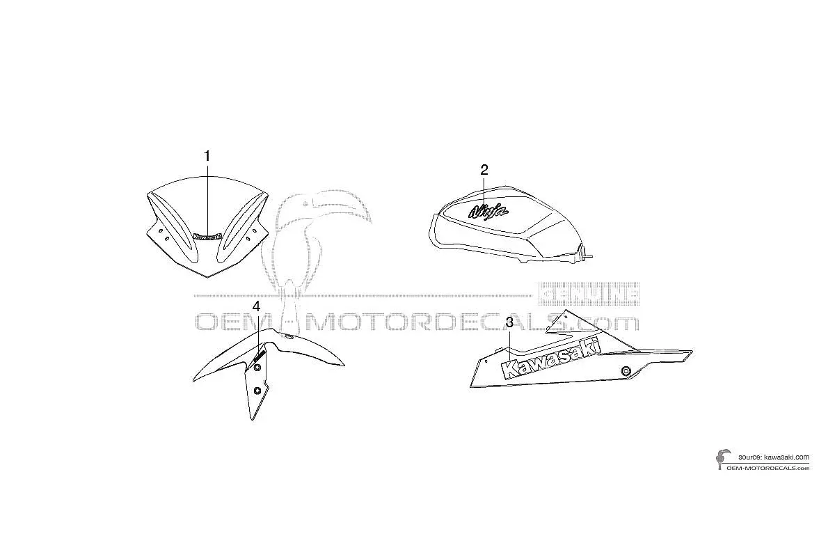 Decals for Kawasaki NINJA 300 2015 - Green • Kawasaki OEM Decals