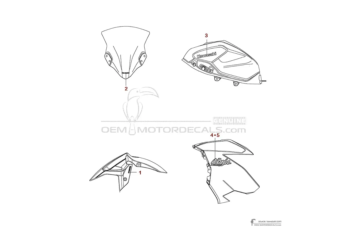 Stickers voor Kawasaki NINJA 400 2021 - Zwart • Kawasaki OEM Stickers