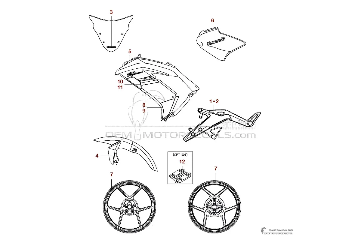 Naklejki do Kawasaki NINJA 650 2016 - Zielony • Kawasaki Naklejki OEM