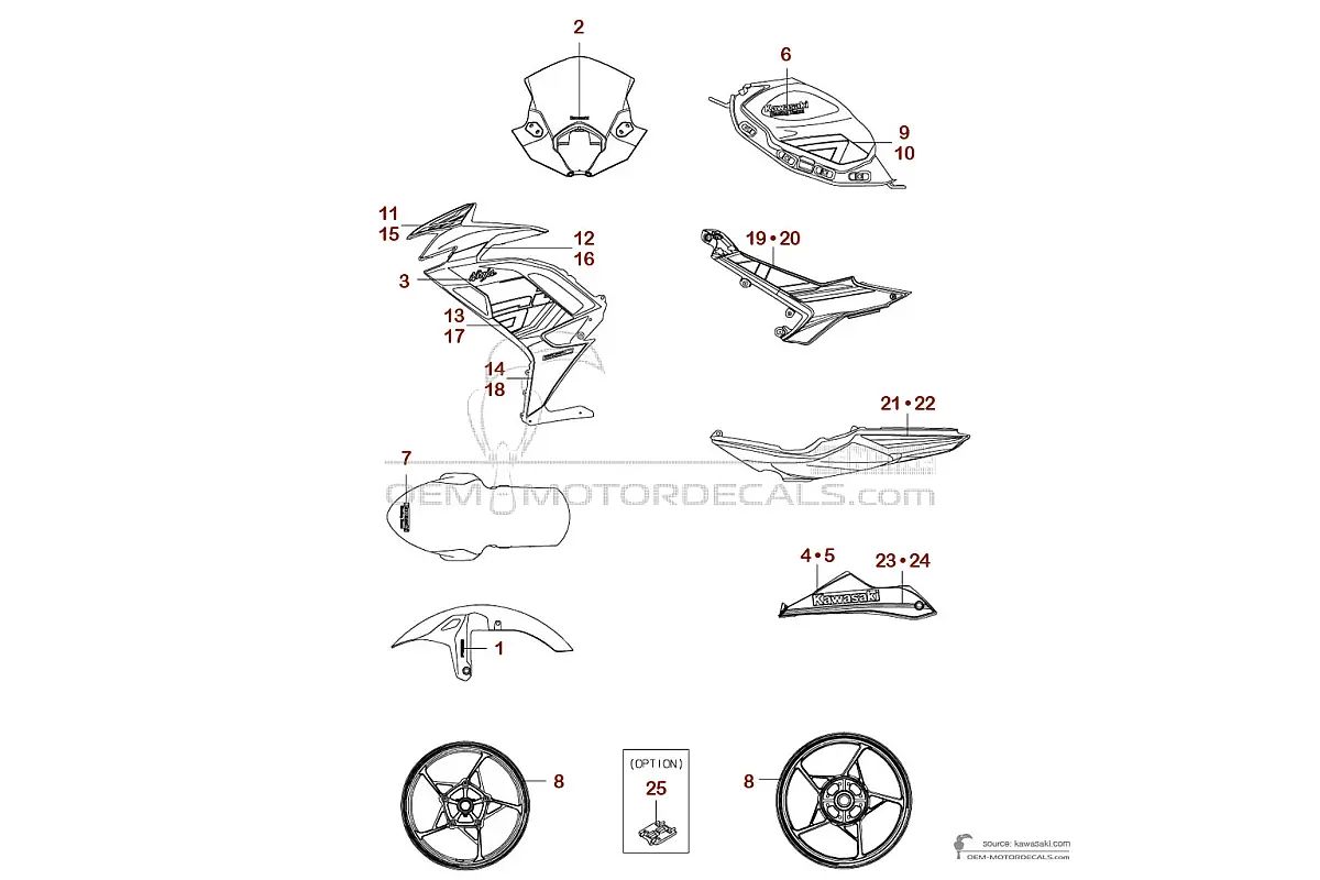 Aufkleber für Kawasaki NINJA 650 2024 - Grün • Kawasaki OEM-Aufkleber