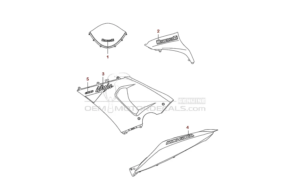 Aufkleber für Kawasaki NINJA ZX6RR 2005 - Grün • Kawasaki OEM-Aufkleber