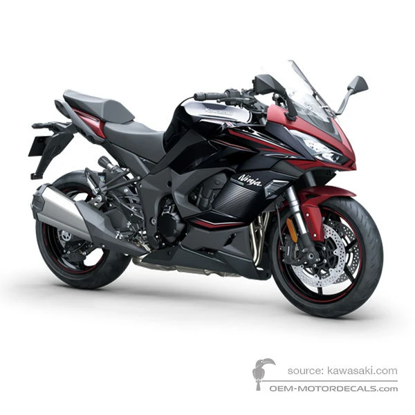 Naklejki do Kawasaki NINJA 1000SX 2023 - Czarno Czerwony • Kawasaki Naklejki OEM