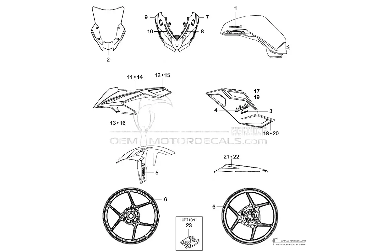 Pegatinas para Kawasaki NINJA 1000SX 2024 - Negro Verde • Kawasaki Pegatinas OEM